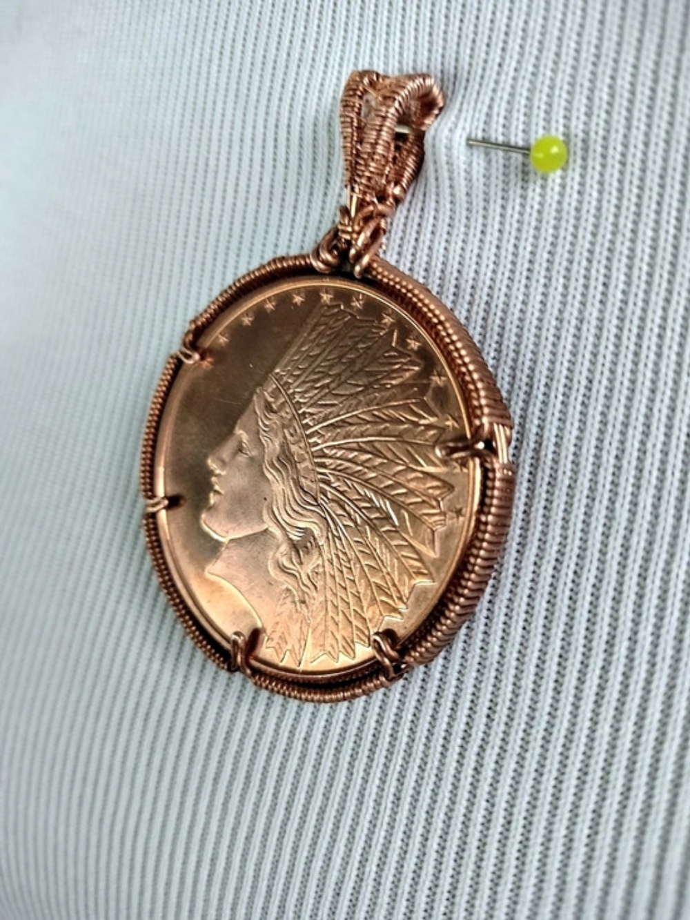 American Eagle Coin pendant Coin Pendant Indian in Intricate Copper Handcrafted